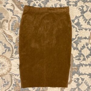 Wilfred Free Lis Vegan Suede Camel Tan Pencil Skirt with Side Slits, size 2